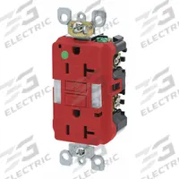 LEVITON GFI Receptacle: Hospital Grade Fed. Spec., Decorator Duplex, 5-20R, Red, GFCI, 125V AC, 20 A (MPN GFNL2-HGR)