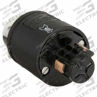 HUBBELL Locking Plug: Non-NEMA, Black/White, 125V AC, 20 A, 2 Pole - General Purpose Plugs