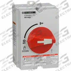 SQUARE D Enclosed Disconnect Switch: Non-Fusible, 30 A, Three Phase, 600V AC, Non-Metallic (MPN MD3304X). Key specifications — Environment: Indoor/Outdoor; Phase: Three; Handle Color: Red; Housing Material: Non-Metallic; Standards: UL Listed; Brand: SQUARE D; For Environment: Indoor Rated; Extra Features: Neutral Assembly.