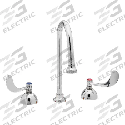 T&S BRASS Gooseneck Kitchen/Bathroom Faucet: Brass, Widespread, Deck, 3 Mounting Holes - Widespread Kitchen Faucets