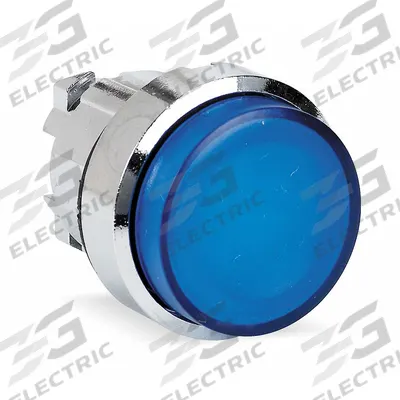 SCHNEIDER Extended Push Button: Blue, 22 mm Mounting Size, Metallic - Illuminated Extended-Length Push-Button Operators