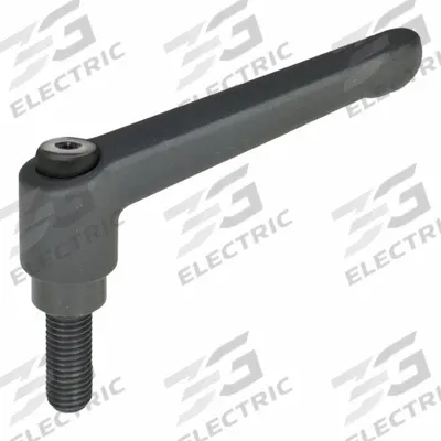 JW WINCO Adjustable Handles; Adjustable Levers: Zinc w/ Steel Thread, 1/4"-20 Thread - Teardrop-Style Adjustable Handles with Threaded Stud