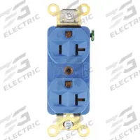 HUBBELL Receptacle: Duplex, 5-20, Blue, 125V AC, 20 A, 2 Pole / 3 Wire (MPN HBL5352BL)