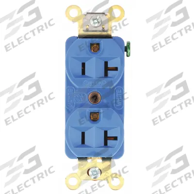 HUBBELL Receptacle: Duplex, 5-20, Blue, 125V AC, 20 A, 2 Pole / 3 Wire (MPN HBL5352BL) - General Purpose Receptacles