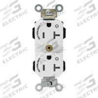 LEVITON Plugs and Receptacles: Duplex, 5-20, White, 125V AC, 20 A, 2 Pole / 3 Wire (MPN M5362-2SW)