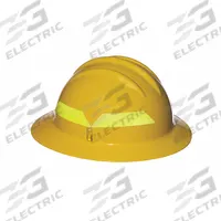 BULLARD Fire Helmet: Yellow, Full Brim, Chin Strap, 6 pt Ratchet (MPN FHYLR). Key specifications — Color: Yellow; Chin Strap: Yes; Brand: BULLARD; Style: Full Brim; Suspension: 6 pt Ratchet.