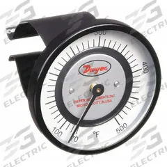 DWYER Clip Pipe Mount Dial Thermometer: 70°F to 500°F, +/- 2% Accuracy, 2 in Dial Dia (MPN STC471). Key specifications — Accuracy: +/- 2%; Brand: DWYER.