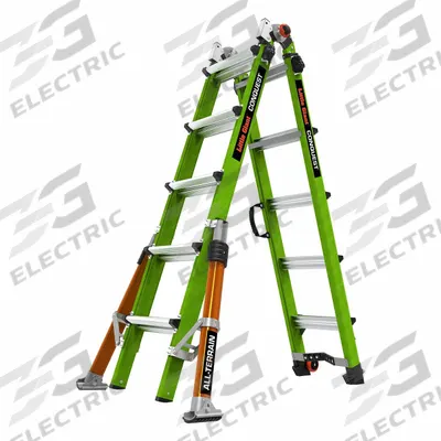 LITTLE GIANT Combination Ladder: 5 Configurations, Fiberglass, 300 lb Load Capacity - Staircase & Extending Multifunction Ladders