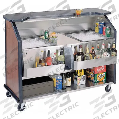 LAKESIDE Portable Bar: 63 1/2 in Overall Lg, 45 in Overall Ht, Black, 1 Shelves - Furnishings, Appliances and Hospitality