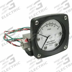 MIDWEST INSTRUMENT Differential Pressure Gauge & Switch: Back, 1/4 in NPT Female, 120, 2 1/2 in Dial (MPN 120SA-00-O-AA-30P). Key specifications — Sensor Type: Piston; Series: 120; Housing Material: 316 Stainless Steel; Certificate of Calibration: Not Included; Gauge Accuracy: ±3-2-3%.