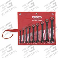 PROTO Combination Wrench Set: Alloy Steel, Black Chrome, 9 Tools, Std, Tool Roll (MPN JSCR-9S). Key specifications — attr309581: Black Chrome; attr309580: Alloy Steel; attr309571: No; attr309583: No; attr309587: Yes; attr324931: PROTO; attr309569: 1/4 in to 3/4 in; attr309572: Tool Roll.