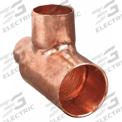 NIBCO Sweat Fitting Tee: 1 in CTS x 1/2 in CTS x 3/4 in CTS, Cup x Cup x Cup - Wrot Copper Tube Fittings