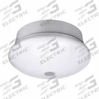 Spin Light: 7 in Dia, White, 830 lm, 10.5 W, 3000K/4000K/5000K, Plastic, Acrylic Shade Lens, 120V AC (MPN C02001402A). Key specifications — Voltage: 120V AC; Includes: Motion Sensor; Housing Material: Plastic; Brand: ETI; Color Temperature: 5000K; Housing Finish/Housing Color (Broad): White.