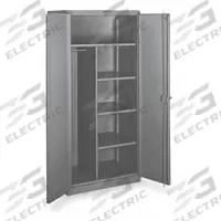 LYON Storage Cabinet: 48 in x 24 in x 82 in, 4 Shelves, Swing Handle & Padlock Hasp, 14 ga Panel (MPN DD1148). Key specifications — attr113700: Adjustable; attr113673: Frame; attr113674: Gray; attr113686: No; attr113685: Assembled; attr113675: Hanging Rods; attr66488: LYON; attr113676: Hanging Rod and Shelves.