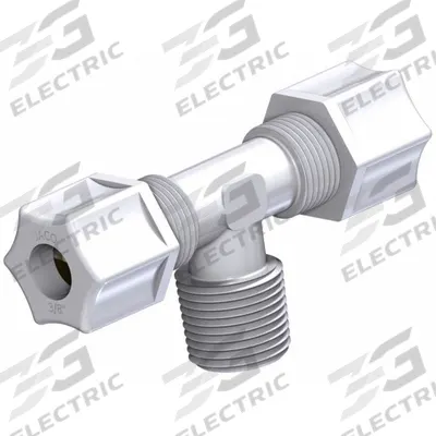 JACO Male Branch Tee: 3/8 in OD x 3/8 in OD x 1/4 in Pipe Size, Nylon - General Purpose Nylon Compression Fittings