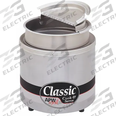 APW WYOTT Round Countertop Cooker: 11 qt Capacity, 1,200 W Watt, Silver, 10 in Overall Ht - Induction Rethermalizers
