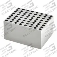 OHAUS Heat Block: Anodized Aluminum, 1 7/8 in Overall Wd, 20 1/4 in Overall Lg, 64 Wells, 0.2 mL (MPN 30400170). Key specifications — Product Type: Dry Bath Block; Includes Thermometer Well: No; Material: Anodized Aluminum; Volume Capacity: 0.2 mL; Brand: OHAUS.