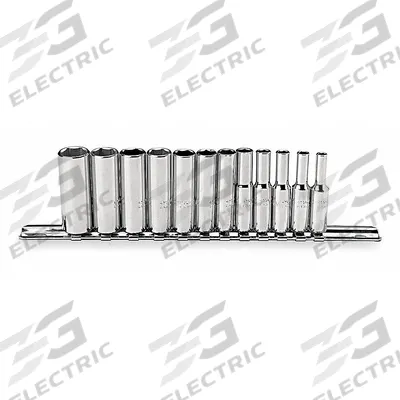 PROTO Socket Set: 1/4 in Drive, 12 Piece, 6-Point, Metric - SAE & Metric Socket Sets