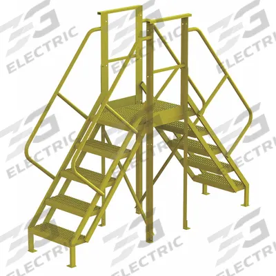 TRI-ARC Crossover Bridge: 4.2 ft Platform Ht, Steel, 1,000 lb Load Capacity, Serrated - Easy Descent Crossover Bridges