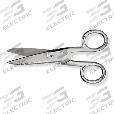 CRESCENT WISS Electricians Scissors: Right-Hand, 5 in Overall Lg, Serrated, Steel, Pointed - All-Metal Scissors