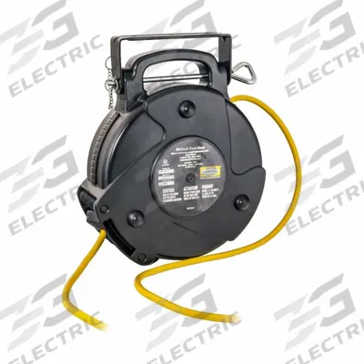 HUBBELL WIRING DEVICE-KELLEMS Extension Cord Reel: Ratchet Lock, 40 ft Cord Lg, 12 AWG, SJTW - Hardwired Self-Retracting Cord Reels