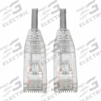 EATON TRIPP LITE Ethernet Cable: Unshielded, Cat 6, 0.7 ft Overall Lg, PVC, Round, 1, 28 AWG, Gray (MPN N201-S8N-GY). Key specifications — End 1 Connection Type: RJ45; End 2 Connection Type: RJ45; Fire Rating: Not Rated; Jacket Material: PVC; NEC Article and Type: CM; Standards: IEEE 802.3ab 1000Base-T; End 1 Connector Orientation: Straight; End 2 Connector Orientation: Straight.