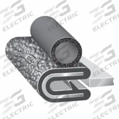 TRIM LOK INC Trim Seal: Rounded, 25 ft Overall Lg, PVC Outer, EPDM Bulb, 3/8 in Leg Lg (MPN 7M062B3X1/16A-25). Key specifications — Standards: UL 50E; Bulb Material: EPDM; Brand: TRIM LOK INC; Color: Black; Outer Material: PVC; Profile Shape: Rounded.