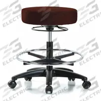 ESD Cleanroom Stool: Vinyl, Ht Range 20 1/2 in to 28 in, 17 in Seat Wd, 17 in Seat Dp, 5 Glides (MPN GRVMBSO-RG-CF-RC-8569). Key specifications — Brand: APPROVED VENDOR; Foot Support: Yes; Base Material: Fiberglass; Number of Casters: 0.