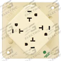 HUBBELL Receptacle: Hospital Grade Fed. Spec., Quad, 5-20R, Ivory, 125V AC, 20 A, 2 Pole / 3 Wire (MPN HBL420HI)