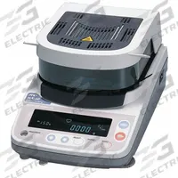 A&D WEIGHING Moisture Analyzer: 51 g Max Capacity, 50°C to 200°C, Halogen, RS232C, VFD, 0.002 g (MPN MF-50). Key specifications — Display Type: VFD; Brand: A&D WEIGHING; Interface: RS232C; Moisture Measurement Repeatability: 0.200 % to 0.050 %; Readability: 0.002 g.