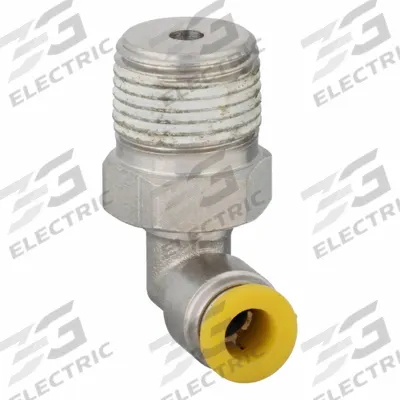 PARKER Push-Fit Elbow Fitting: 6 mm OD x 3/8 mm Pipe Size, Push-to-Connect x BSPT - Nickel-Plated Brass Tube Fittings