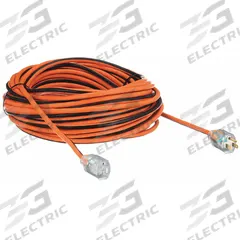 APPROVED VENDOR Extension Cord: Outdoor Use, 100 ft Lg, Outlet, 5-15P, 14/3, SJTW, Black/Orange (MPN 1FD56). Key specifications — Brand: APPROVED VENDOR; Temperature Rating: -40° to 167°F; NEMA Plug Configuration: 5-15P.