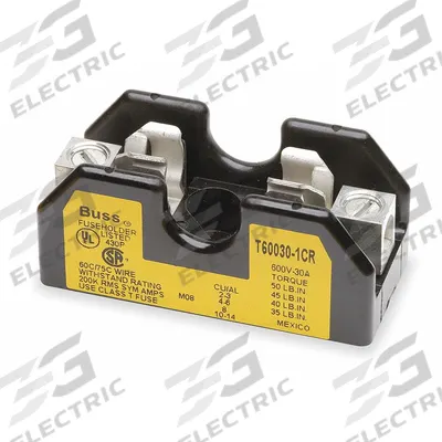 BUSSMANN Fuse Block: Open Block Design, 1 Pole, 600 V AC, Screw - Fuse Blocks for UL Class T Fuses