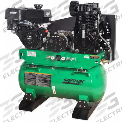 SPEEDAIRE Stationary Air Compressor/Generator: 2 Stage, 14 hp Engine, Mi-T-M, 15.7 cfm - Combination Air Compressors & Generators