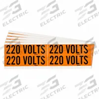 BRADY Conduit & Voltage Signs & Labels: 4 1/8 in Label Wd, 1 1/8 in Label Ht, 220 Volts, 5 PK (MPN 152352). Key specifications — Legend: 220 Volts; Brand: BRADY; Label Style: B.