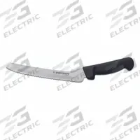 DEXTER RUSSELL Bread Knife: Offset/Scalloped, 8 in Overall Lg, Steel Blade, Black Handle, Black (MPN 31606B). Key specifications — Sub-brand: Basics; Brand: DEXTER RUSSELL; Blade Material: Steel; Blade Type: Scalloped; Handle Color: Black; Handle Material: Sanitary Polypropylene; Knife Type: Offset Knife; NSF Certified: Yes.