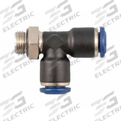 AIGNEP USA Push-Fit Tee Fitting: 5/32 in OD x 5/32 in Pipe x 5/32 in OD Size, Nylon - Nylon & Nickel-Plated Brass Tube Fittings