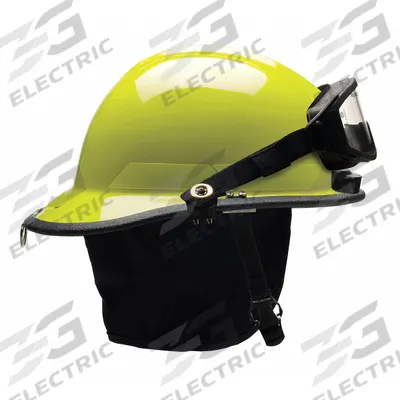 BULLARD Fire Helmet: Lime, Modern Rear Brim, Chin Strap