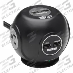 TRIPP LITE Outlet Strip: 3 Outlets, 6 ft Cord Lg, 540 J Rated Energy, 4.8 A Current, UL 1363/UL 1449 (MPN TLP36USB). Key specifications — Brand: TRIPP LITE; Mounting Style: Desktop.