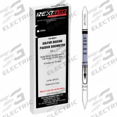 NEXTTEQ Single-Gas Detection Tube: SO2, Dosimeter Tube, Sulfur Dioxide ( SO2 ), Without Pump, 10 PK (MPN NX917). Key specifications — attr914051: Sulfur Dioxide; attr914053: 10 to 600 ppm.