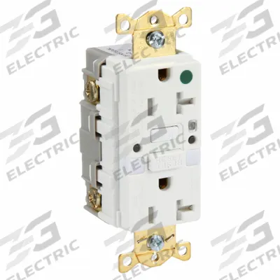 HUBBELL GFCI Receptacle: Hospital Grade, Duplex, 5-20R, White, GFCI, 125V AC, 20 A - Receptacles with Built-In Surge Protection