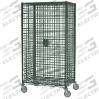 METRO Security Cart: 900 lb, 36 in L x 18 in W Self, 41 in L x 22 in W x 69 in H Overall Dim, Green (MPN SEC33EK3). Key specifications — Shelf Type: Adjustable; Caster Brake Type: Side Pedal Brake; Brand: METRO; Caster/Wheel Configuration: (2) Swivel with Brake; Shelves Included: None.