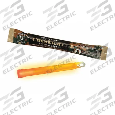 CHEMLIGHT BY CYALUME TECHNOLOGIES Lightstick: Orange, 12 hr Light Duration, Stick - Heavy-Duty Lightsticks