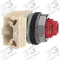 SCHNEIDER ELECTRIC Pilot Light: 30 mm Panel Mounting Size, Red, LED, 9001K Series (MPN 9001KP35LRR31). Key specifications — Series: 9001K; Brand: SCHNEIDER; Includes Push-To-Test: No Push-To-Test Included.