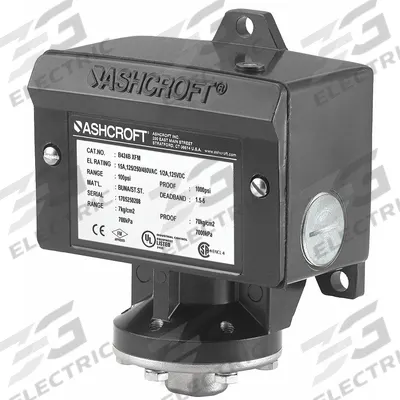 ASHCROFT Pressure Switch: 1.5 psi – 15 psi, B Series, 4 Pressure Connection Ports - Hazardous-Location Machine Tool Pressure Switches