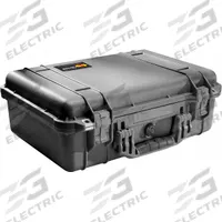 PELICAN Protector Case: 20 11/16 in L x 17 3/16 in W x 8 3/8 in D, Polypropylene, Black, 0-10 in (MPN 1550-005-110). Key specifications — Color: Black; Closure Type: Latch; Features: Automatic Pressure Equalization Valve; Brand: PELICAN.