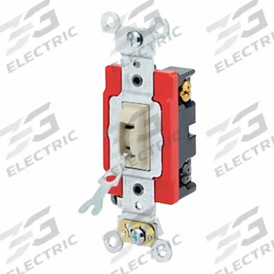 LEVITON Wall Switch: Locking Switch, 4-Way, Maintained, Ivory, 120/277V AC - Locking Wall Switches