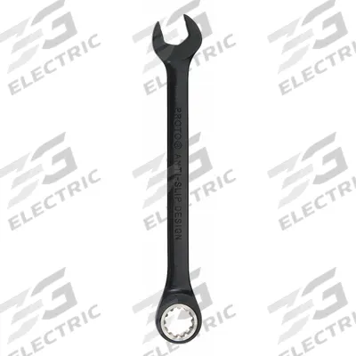 PROTO Combination Wrench: Alloy Steel, Black Chrome, 3/8 in Head Size, 6 1/4 in Overall Lg - SAE Spline Ratcheting Combination Wrenches