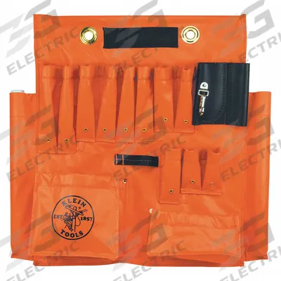 KLEIN TOOLS Tool Apron: 24 in W x 23 in H x 23 in L, Orange - Aerial Bucket Tool Storage Aprons