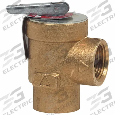 Watts Pressure Relief Valve: FNPT x FNPT, 3/4 in x 3/4 in, Brass - ASME Section XIII Hot Water Pressure Relief Valves